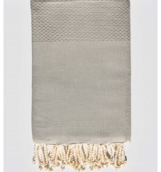 FOUTA Nid d'abeille unie taupe clair Fouta Tunisia - 1