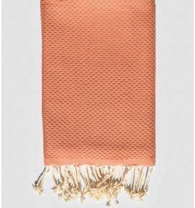 Fouta nid d'abeille unie rouge tomette