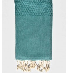 FOUTA Nid d'abeille unie vert empire  - 1