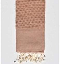 FOUTA nid d'abeille unie beige taupe clair Fouta Tunisia - 1