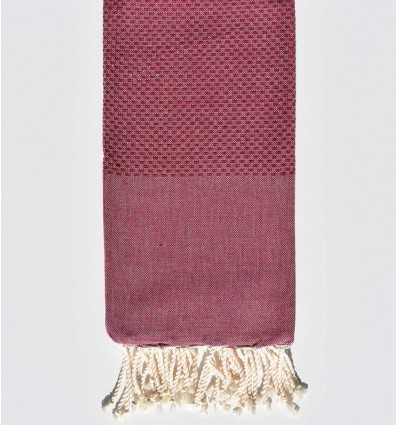 Fouta nid d'abeille unie bordeaux