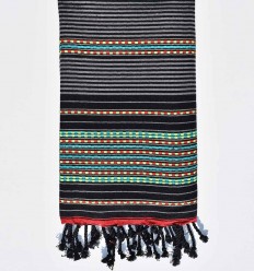 Fouta arabesque rayée noir Fouta Tunisia - 1