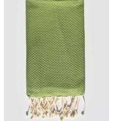 FOUTA Nid d'abeille unie vert olive  - 1
