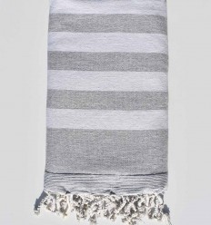 Fouta éponge gris clair et gris  - 1