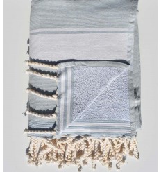 Fouta éponge bleu dragée  - 2