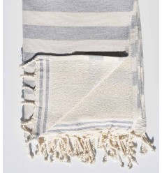 Éponge blanc crème et gris Fouta Tunisia - 1 2