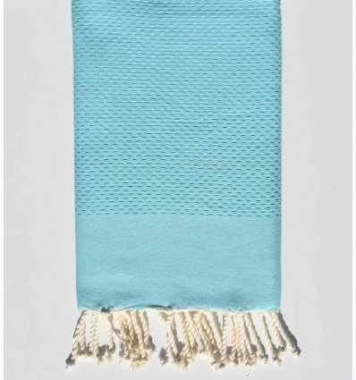 Serviette de plage nid d'abeille unie bleu azur clair