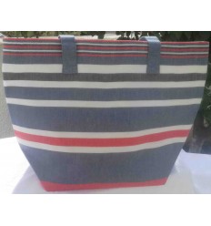 Sac de plage rouge, bleu minéral, blanc et gris noir Fouta Tunisia - 1