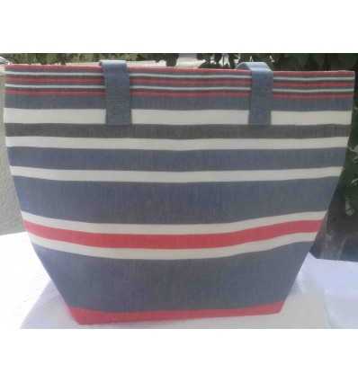 Sac de plage rouge, bleu minéral, blanc et gris noir