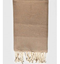 Serviette de plage unie marron bistre  - 1