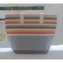 Sac de plage gris clair, blanc crème, rouge clair, moutarde et café Fouta Tunisia - 2
