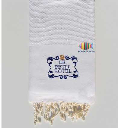 Serviette de plage nid d'abeille unie brodée