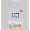Serviette de plage nid d'abeille unie brodée Fouta Tunisia - 3