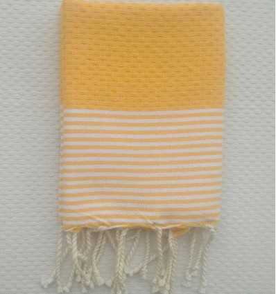 Lot de 10 serviettes de table jaune ambre avec rayures