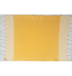 Lot de 10 serviettes de table jaune ambre avec rayures Fouta Tunisia - 1 2