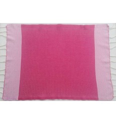 Lot de 10 serviettes de table couleur rose avec rayures Fouta Tunisia - 1 2