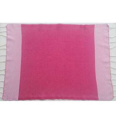 Lot de 10 serviettes de table couleur rose avec rayures Fouta Tunisia - 2