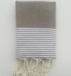 Lot de 10 serviettes de table marron taupe Fouta Tunisia - 1