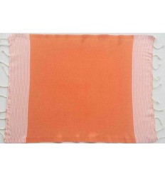 Lot de 10 serviettes de table couleur orange Fouta Tunisia - 2 2