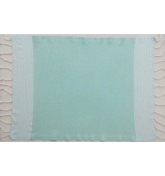 Lot de 10 serviettes de table couleur vert eau avec rayures Fouta Tunisia - 2 2