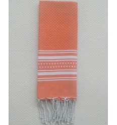 Mini serviette couleur orange carotte et blanc Fouta Tunisia - 1