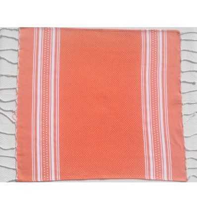 Mini serviette couleur orange carotte et blanc Fouta Tunisia - 2