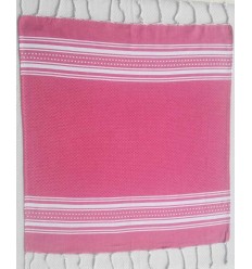 Mini serviette rose et blanc Fouta Tunisia - 1