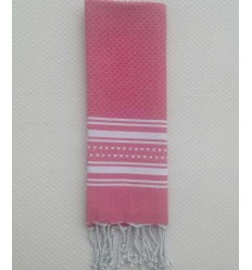 Mini serviette rose et blanc Fouta Tunisia - 1 2