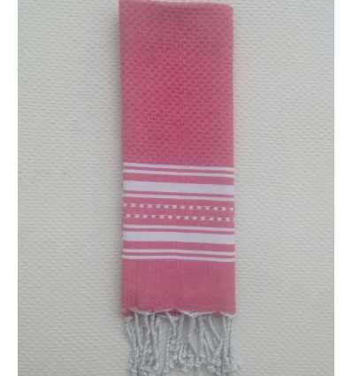 Mini serviette rose et blanc Fouta Tunisia - 2