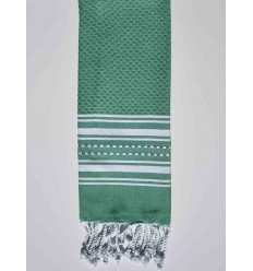 Mini serviette vert gazon avec rayures Fouta Tunisia - 1