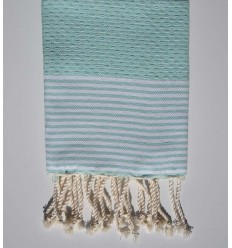 Lot de 10 serviettes de table couleur vert eau avec rayures Fouta Tunisia - 2