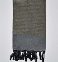 Fouta déco gris foncé avec lurex doré Fouta Tunisia - 1