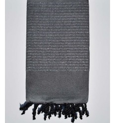 Fouta déco gris foncé avec fil lurex argenté  - 1