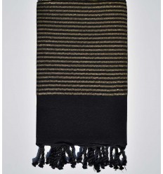 Fouta déco noir au fil lurex doré  - 1