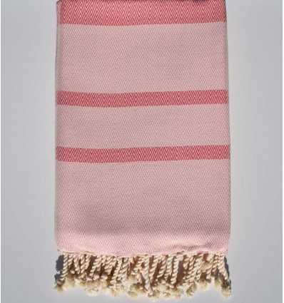 fouta chevron rose foncé et rose dragée