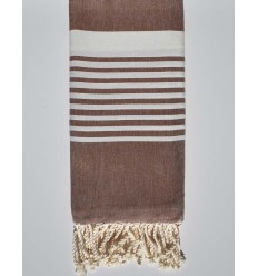 serviette de plage arthur marron noisette Fouta Tunisia - 1 2