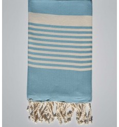 serviette de plage arthur azur clair Fouta Tunisia - 1