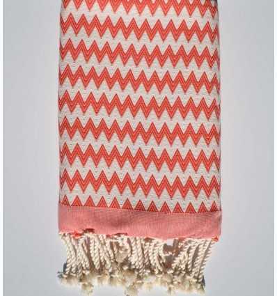 Fouta zigzag corail