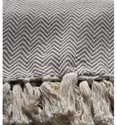 Plaid mélange couleur marron et blanc cassé Fouta Tunisia - 2