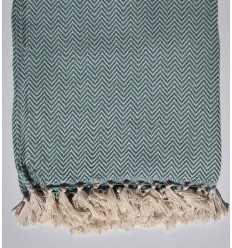 Plaid bleu canard Fouta Tunisia - 1 2