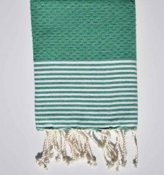 Lot de 10 serviettes vert avec rayures Fouta Tunisia - 1
