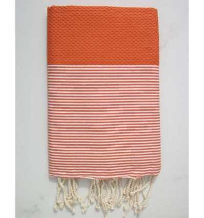 Fouta citrouille rayée blanc