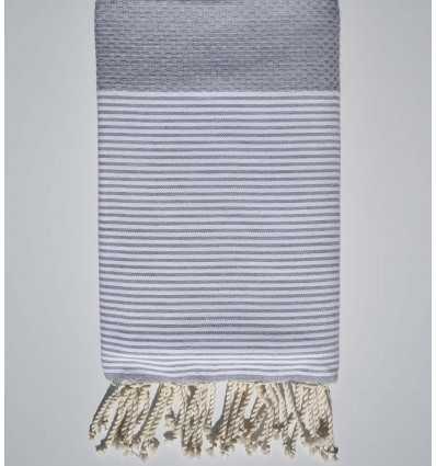 Fouta nid d'abeille gris souris