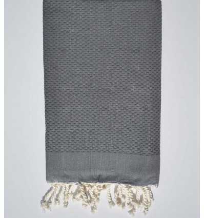 Serviette de plage unie gris fer moyen Fouta Tunisia - 2