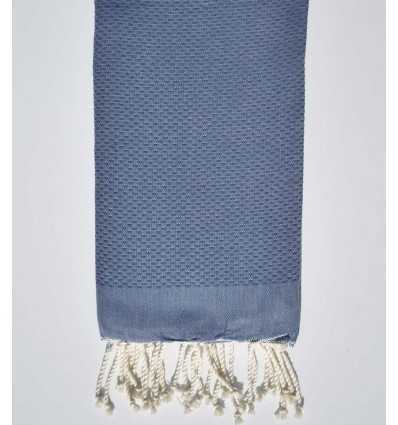 Serviette de plage unie bleu denim