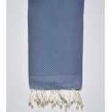 Serviette de plage unie bleu denim Fouta Tunisia - 1