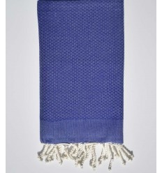 Fouta nid d'abeille unie bleu indigo Fouta Tunisia - 1