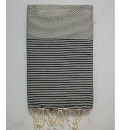Fouta gris rayée gris anthracite