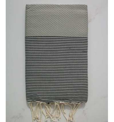 Fouta gris rayée gris anthracite