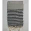 FOUTA NID D'ABEILLE gris rayée gris anthracite 